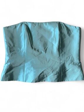 Jovani Strapless Teal Silk/Wool Blend Bustier Tube Top size 16